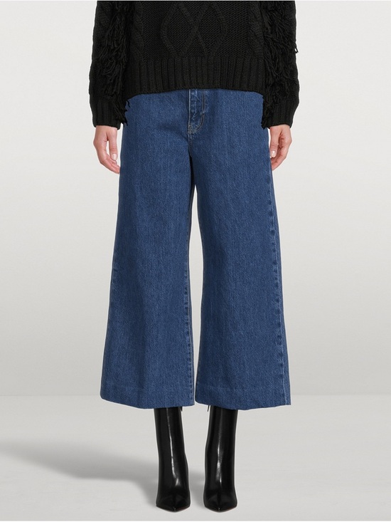 Frame Denim Denim - Frame Denim High-Rise Wide-Leg Cropped Jeans Nordic Wash Size 27 Casual Flare